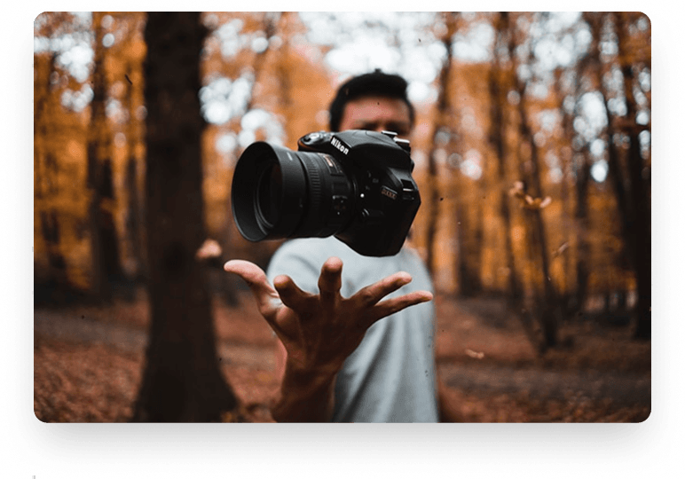 Professional photographer with camera